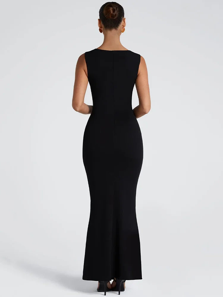 Square Neck High Waist Maxi Dress