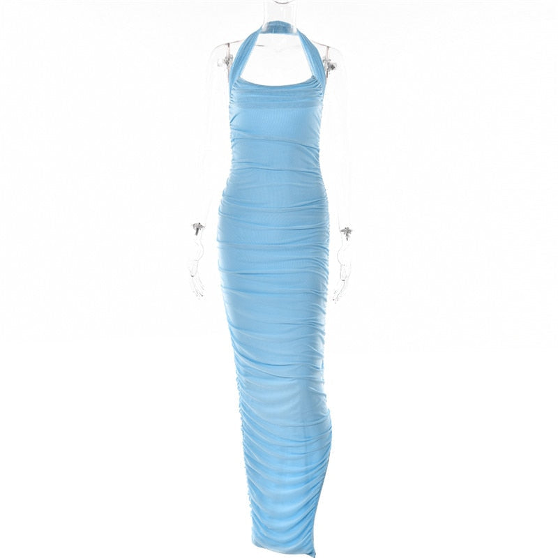Articat Sexy Strapless Mesh Maxi Dress