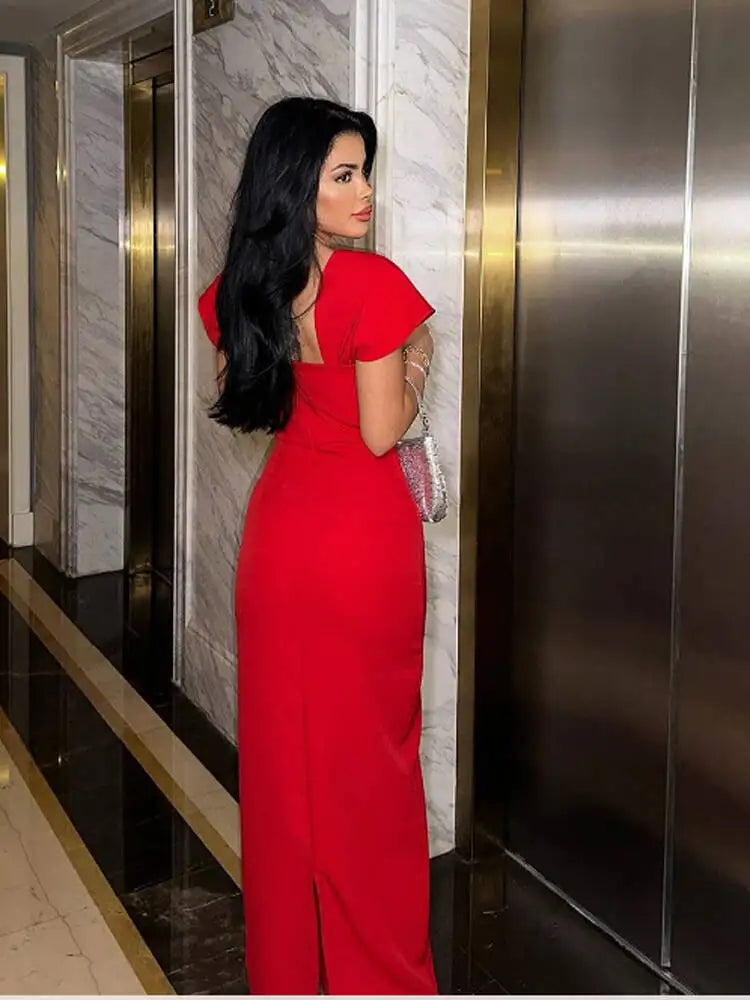 Diamond Bandage Square Neck Maxi Dress