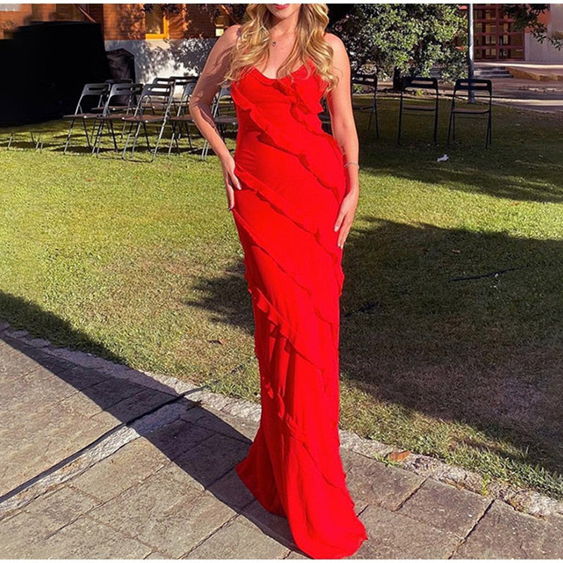 Elegant Deep V Neck Maxi Dress