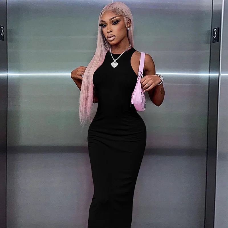 Ribbed Sleeveless Bodycon Maxi Dress