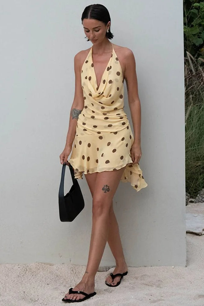 Polka Dot Halter Mini Dress