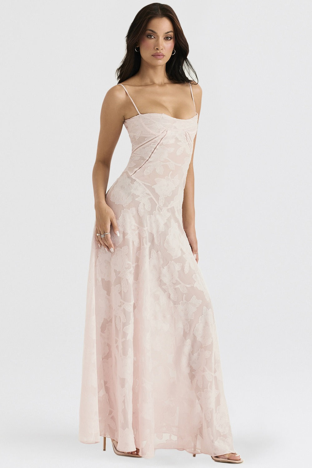 Lace Tie-Strap Romantic Maxi Dress
