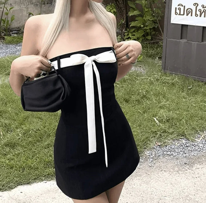 Bowknot Off-Shoulder A-Line Mini Dress