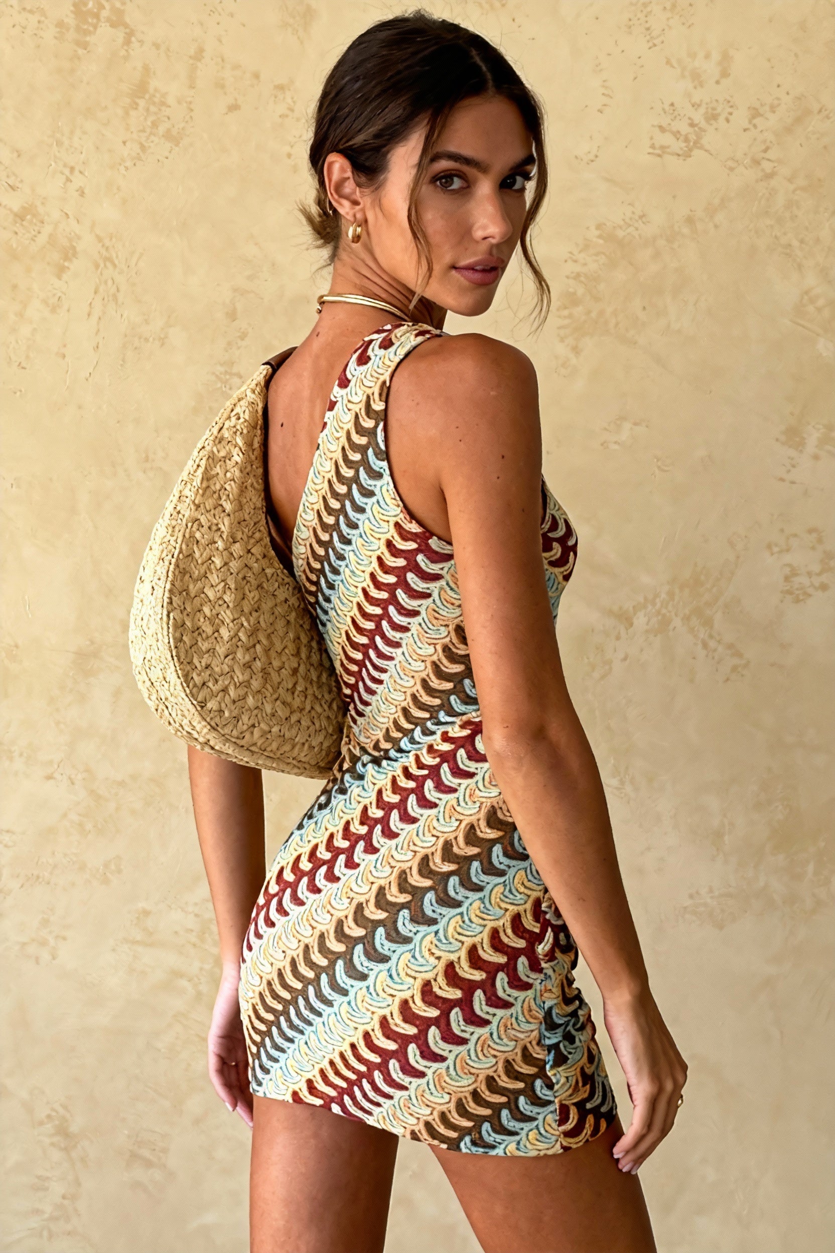 Irregular Knit One Shoulder Mini Dress