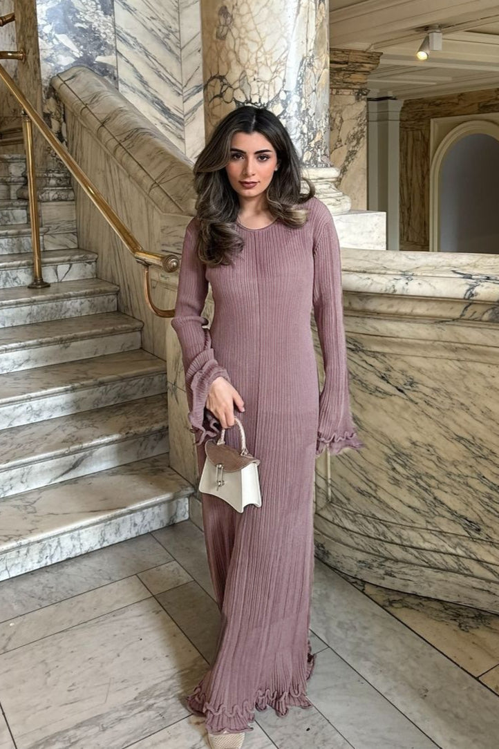 Ruffled Long Sleeve Bodycon Maxi Dress