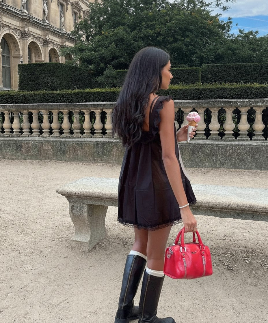 Ribbon Bow Babydoll Mini Dress