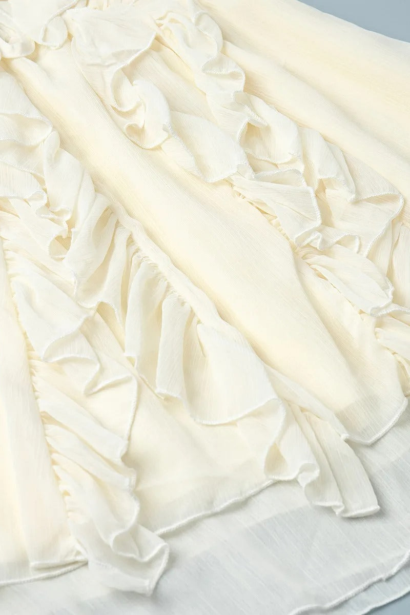 Chiffon Ruffle Tie Waist Mini Dress