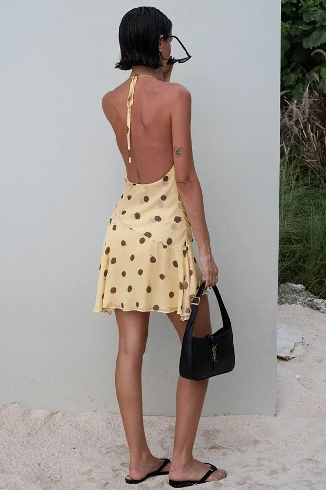 Polka Dot Halter Mini Dress