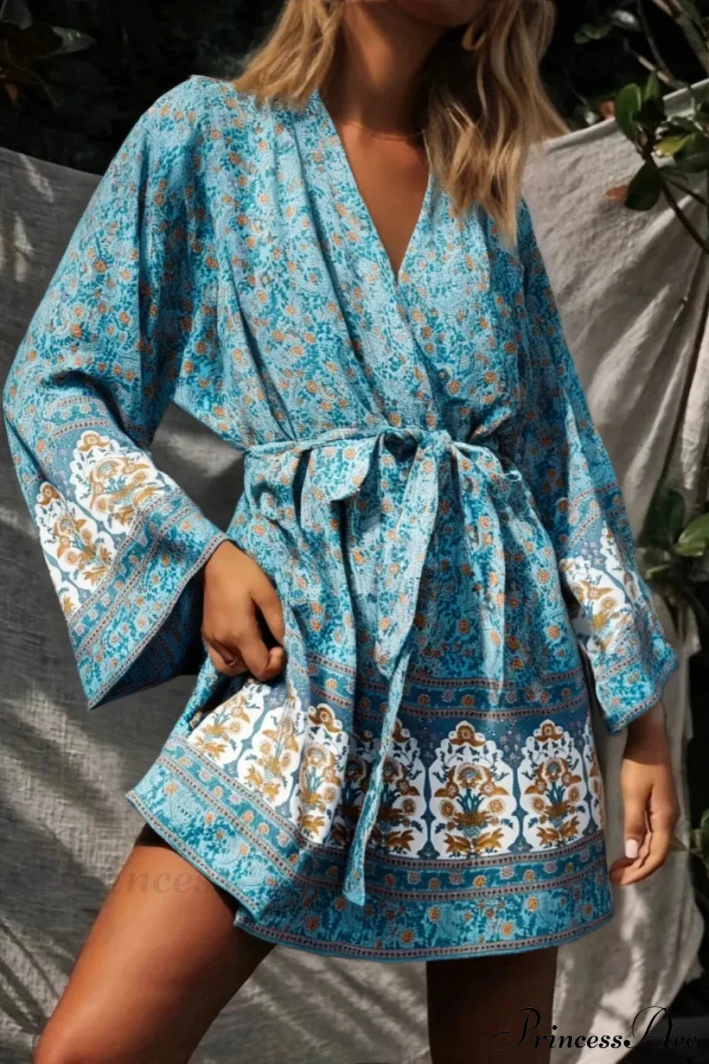 Floral Sashes Boho Kimono Bikini Cover-up