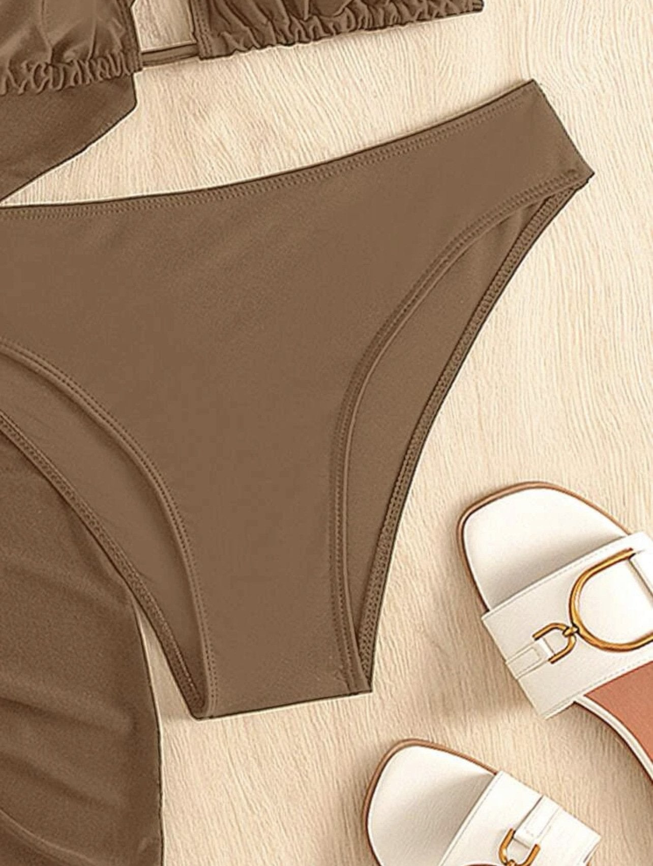 Solid cross back halter long sleeve ruched mini dress 3 piece swimwear - Fashionpara