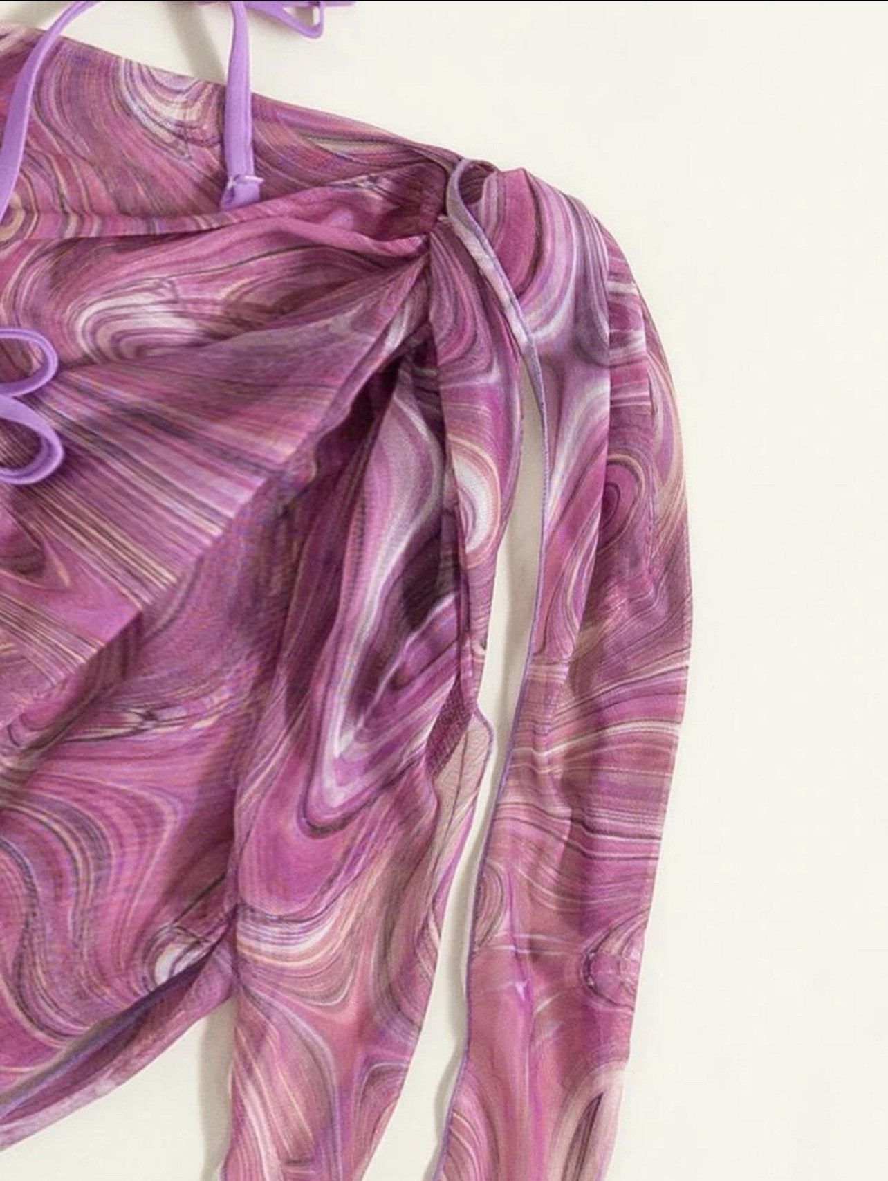 Cross front halter hollow out self tie mini dress 3 piece swimwear - Fashionpara