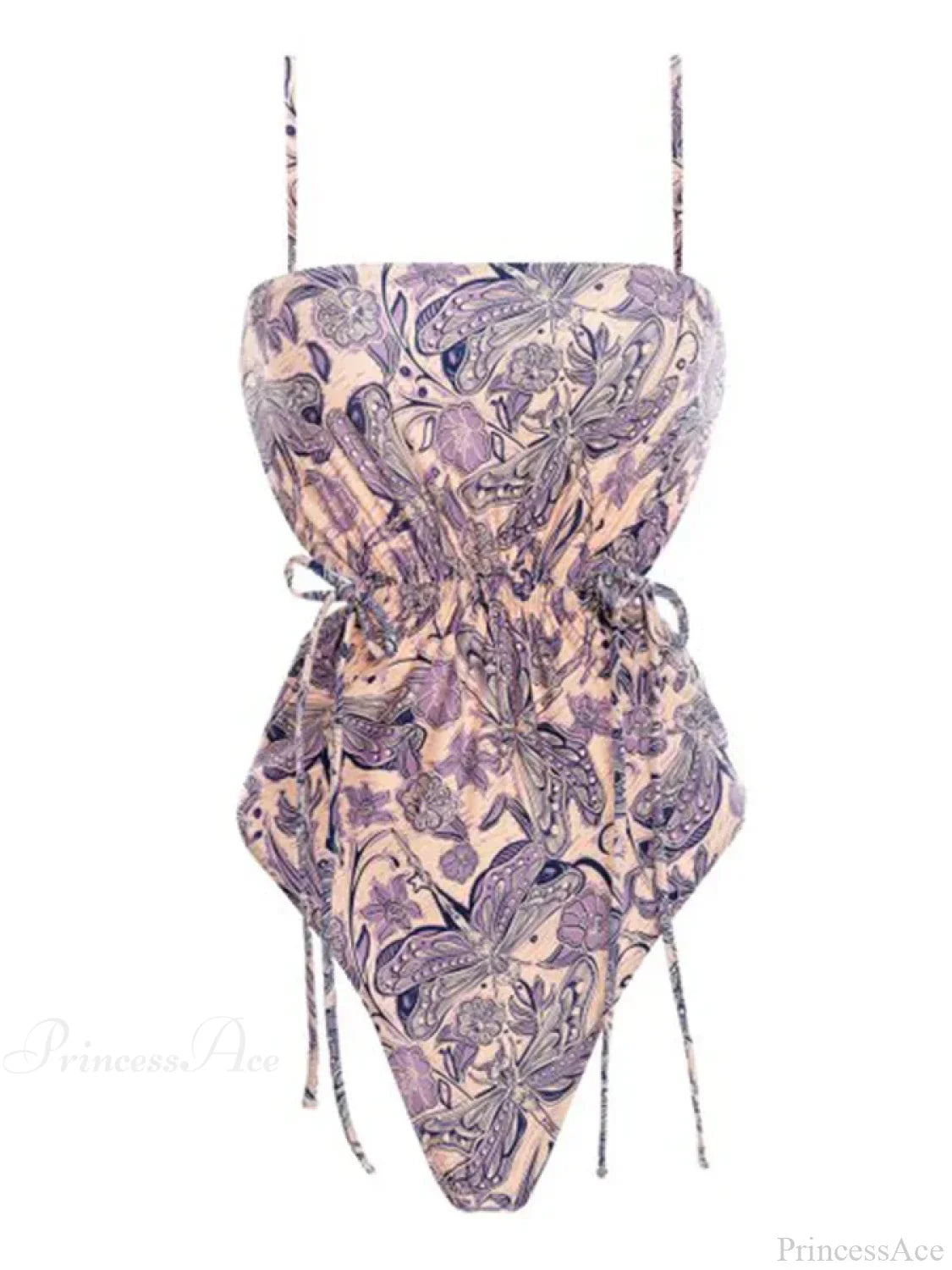 Purple Print Cross Strap Backless One Piece