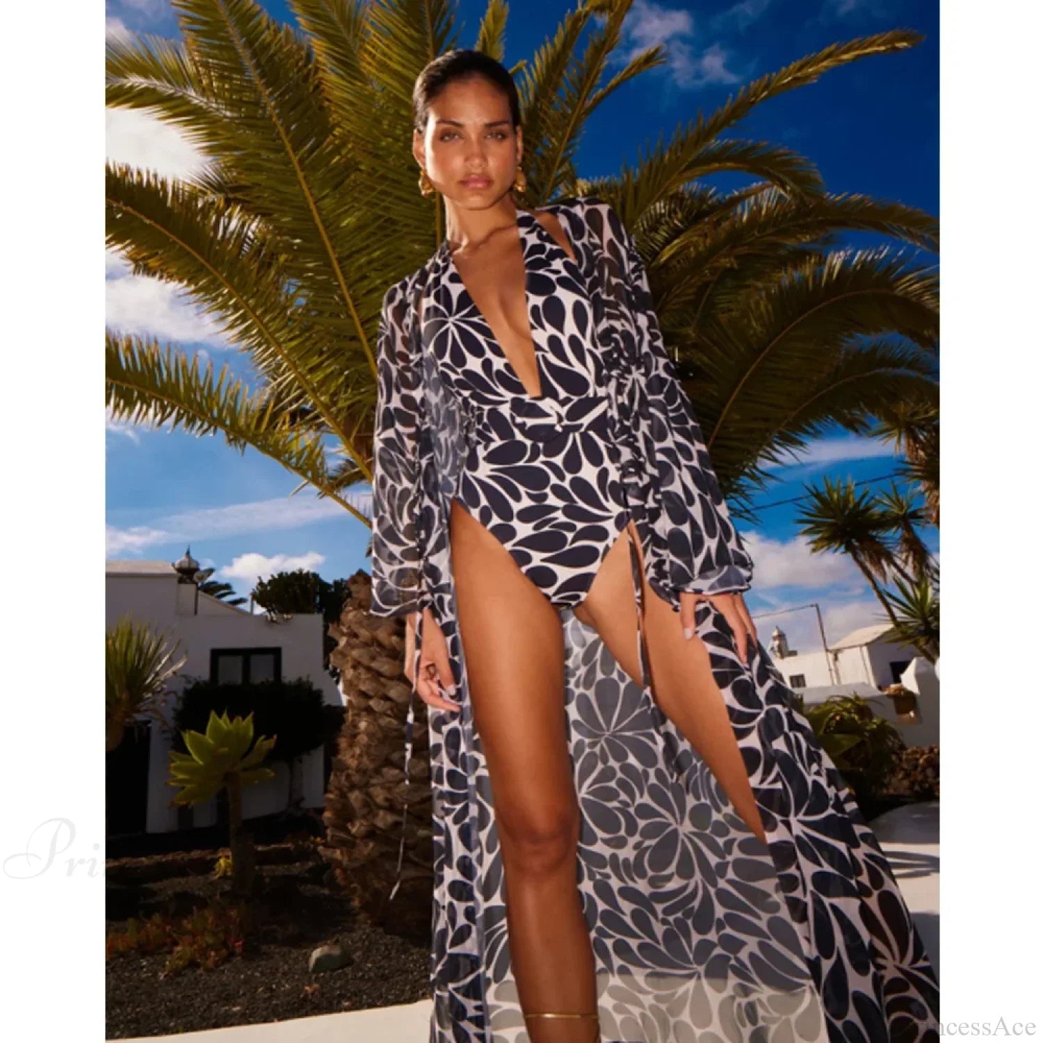 Retro Deep V Swimwear One Piece