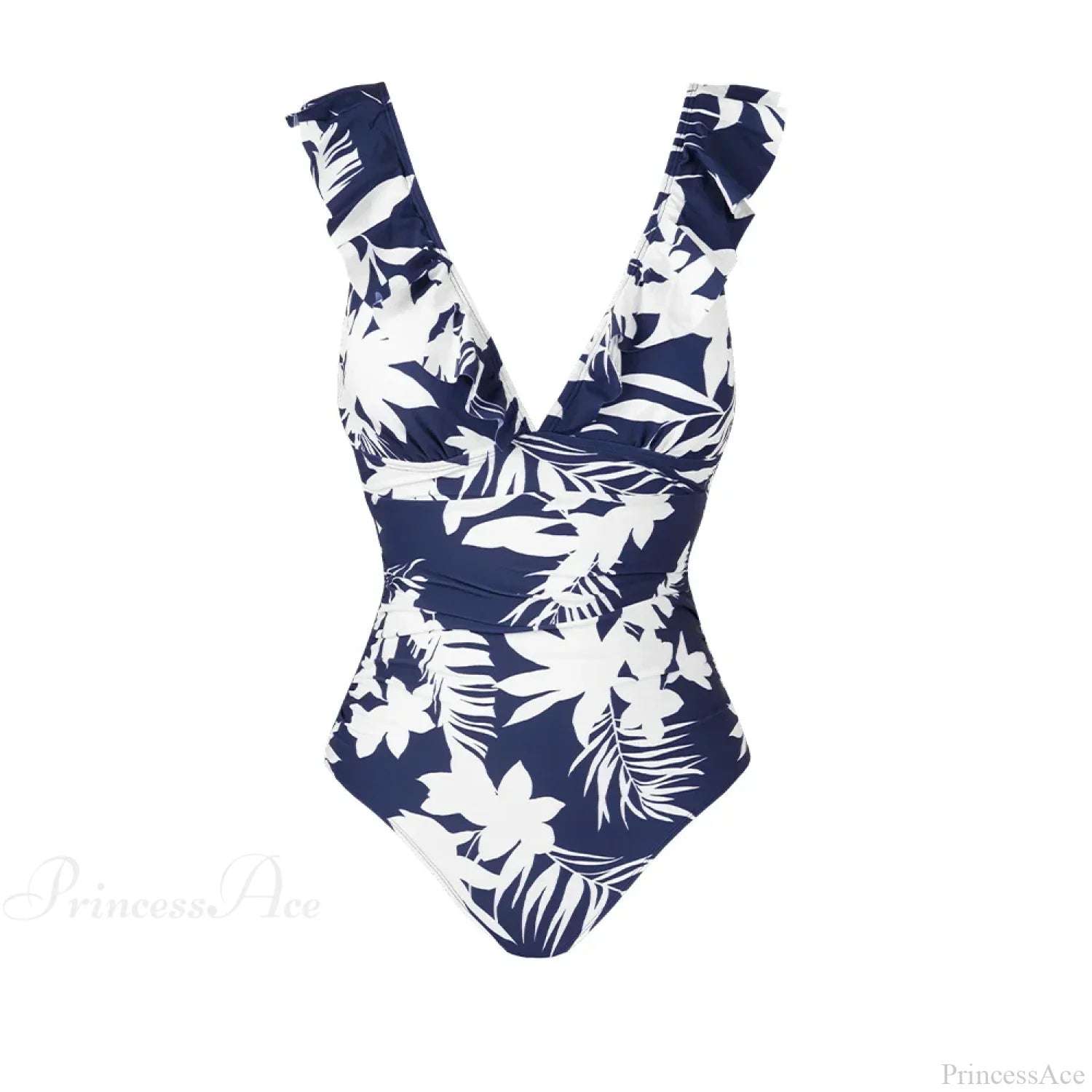 Ruffled V-neck Lace Up Monokini One Piece Set color10 / XS