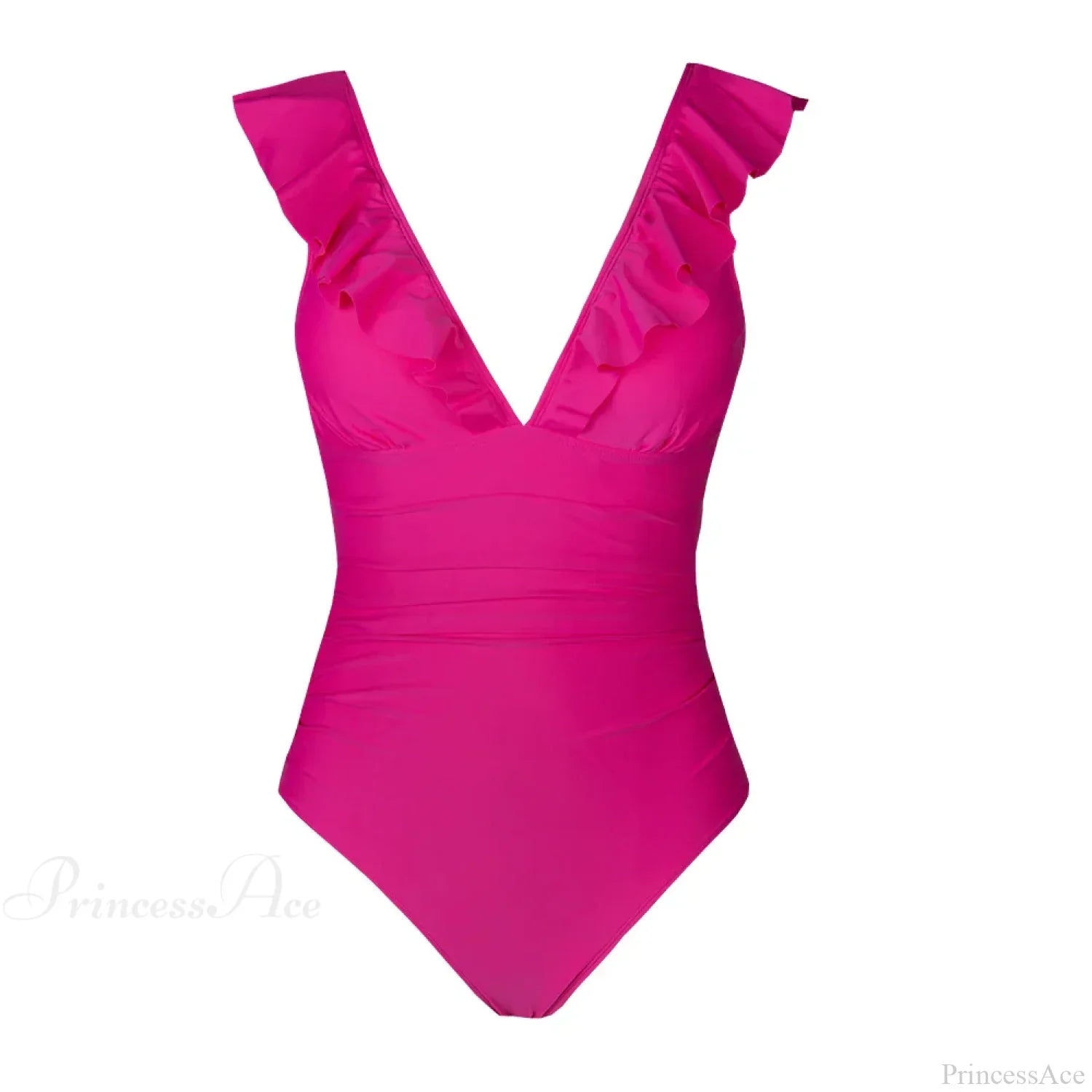 Ruffled V-neck Lace Up Monokini One Piece Set color4 / XS