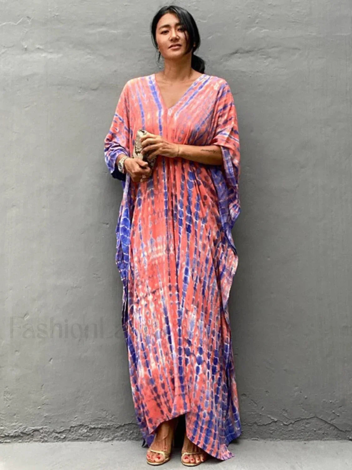 Tie-Dye Printed Kaftan Cover Up
