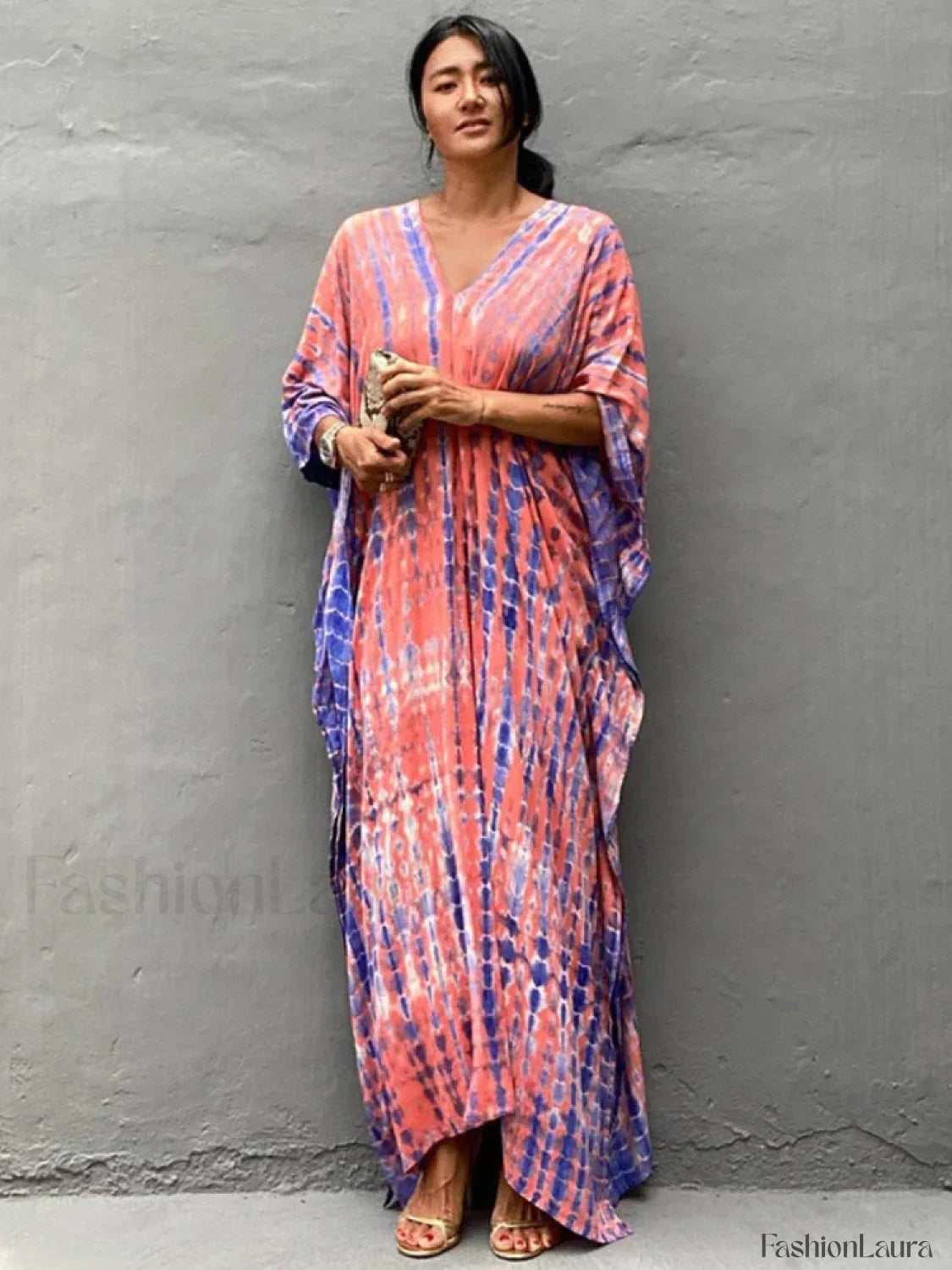 Tie-Dye Printed Kaftan Cover Up