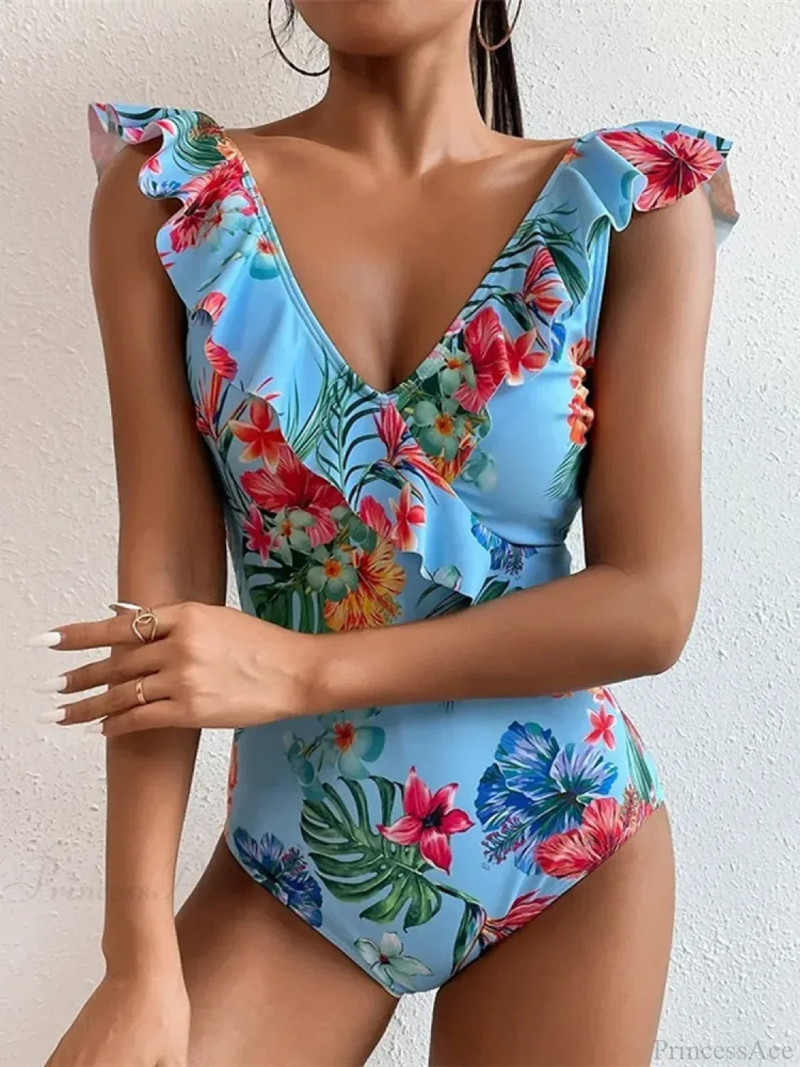Vintage Micro Bikini Backless One Piece Set Blue / S